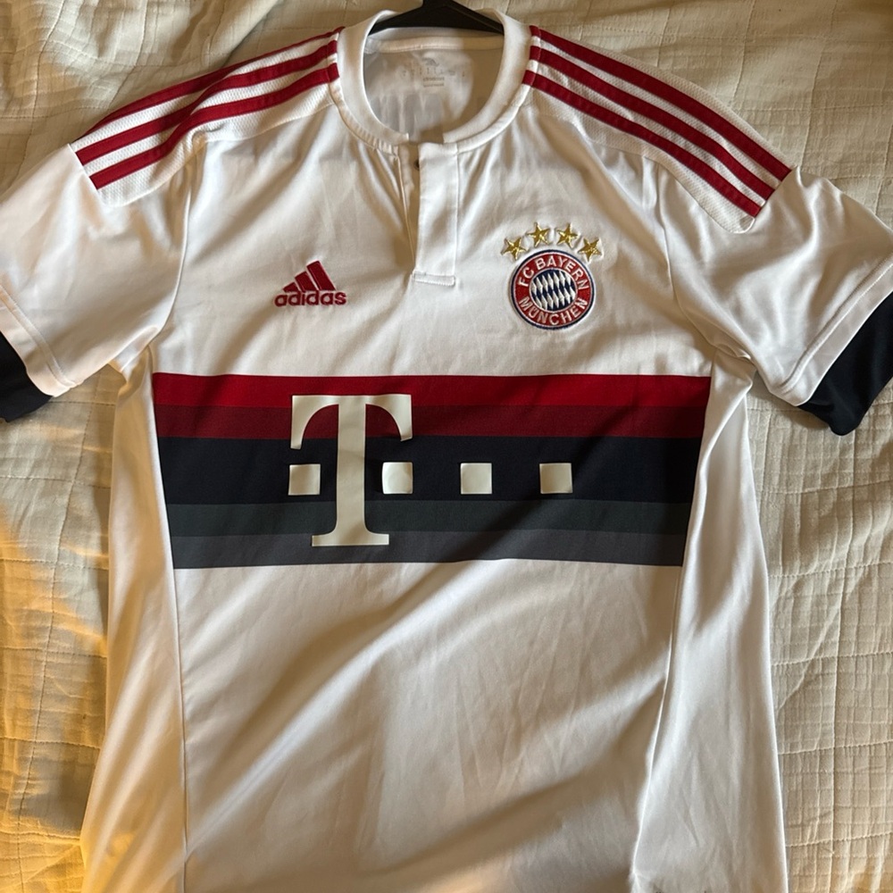 Adidas White and Red Soccer Jersey Bayern Munich